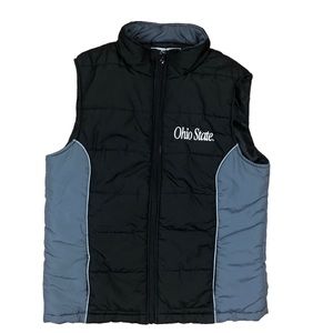 Ohio State Puffer Vest Grey Black Full Zip Small